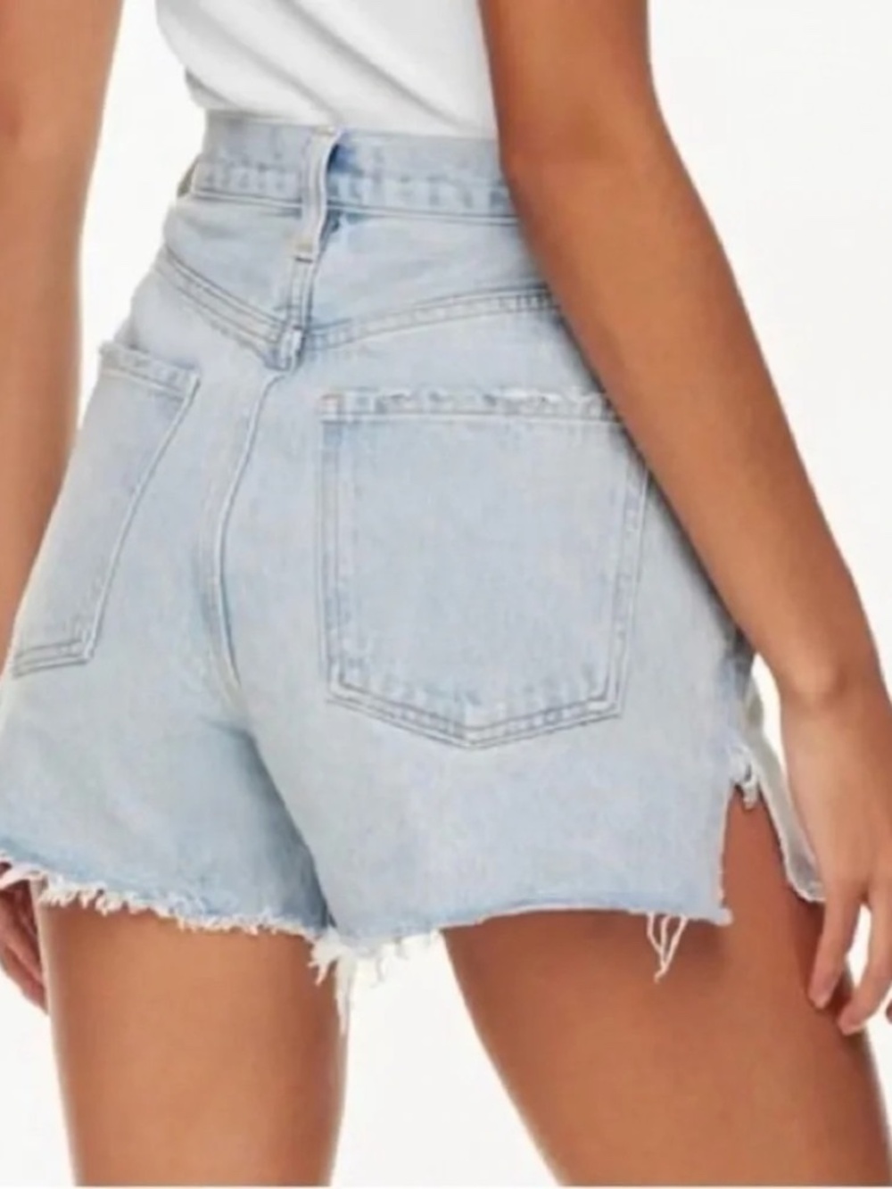 Agolde Dee Jean Shorts Women's 28 Jinx Light Wash Distressed High Rise Cut Off - Picture 2 of 7